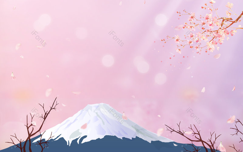 日本富士山唯美樱花云彩樱花季节背景,插画/手绘图,插画/手绘图库,插画/手绘图下载,插画/手绘